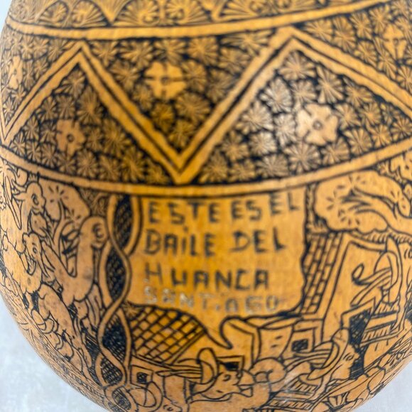 Vintage Hand Carved Peruvian Gourd Folk Art Rattle - Picture 10 of 14